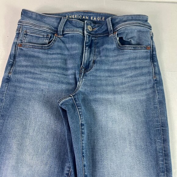 American Eagle Jeans Womens 30x29 Low Rise Kick Boot Cut Blue Faded Denim Tag 8S - Picture 2 of 16